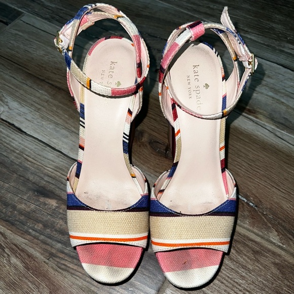 Kate Spade Stripe Dellie Derby Derbyshire Wedges - Picture 7 of 7